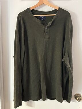 Saddlebred Olive Green Long-Sleeve Henley